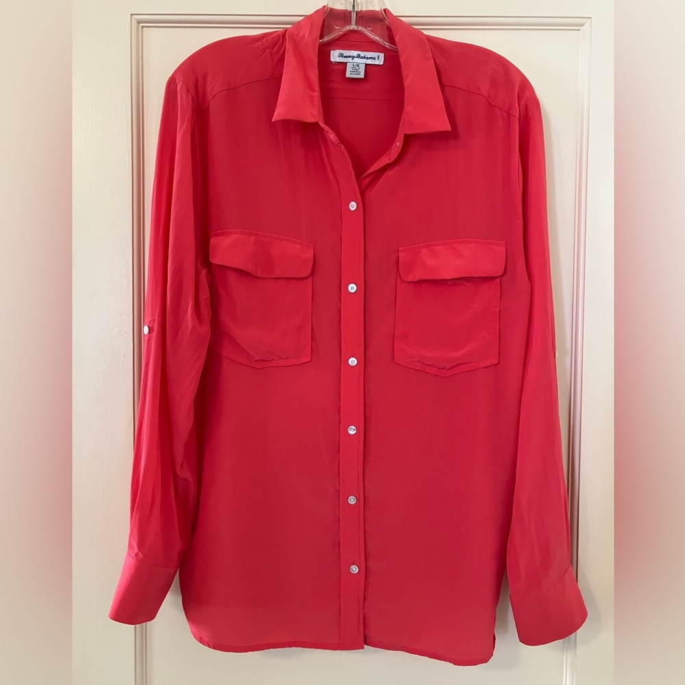 Tommy Bahama June Silk Cargo Pocket Shirt L